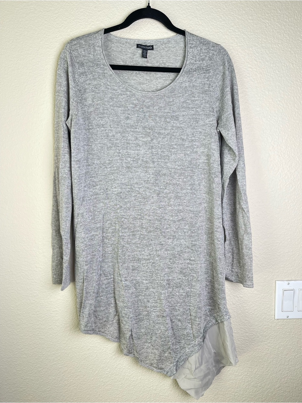 Eileen Fisher Knit Assymetrical Size Medium Sweater Tunic Top Coastal Minimalist